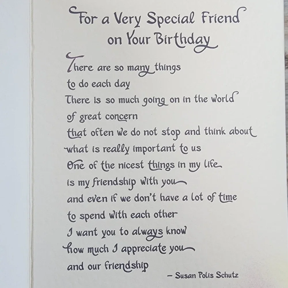 Blue Mountain Arts Birthday Card Special Friend Susan Polis Schutz Poem Envelope